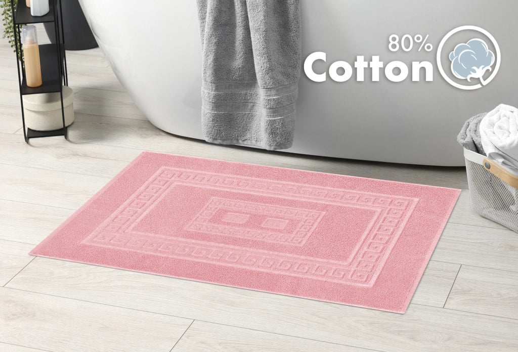 Tappeto Bagno Assorbente In Spugna Varie Misure Da Scendidoccia A Tappeto Grande Lavorazione Jacquard Tinta Unita Ricamo Cornice Lavabile Lavatrice Rosa - TappetoBagno60x90