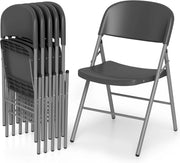 Set di 6 Sedie Pieghevoli per Interni, Sedie Sala da Pranzo Salvaspazio con Struttura in Metallo, Seduta Curva e Poggiapiedi, Portata 150 kg, per Cucina e Ufficio