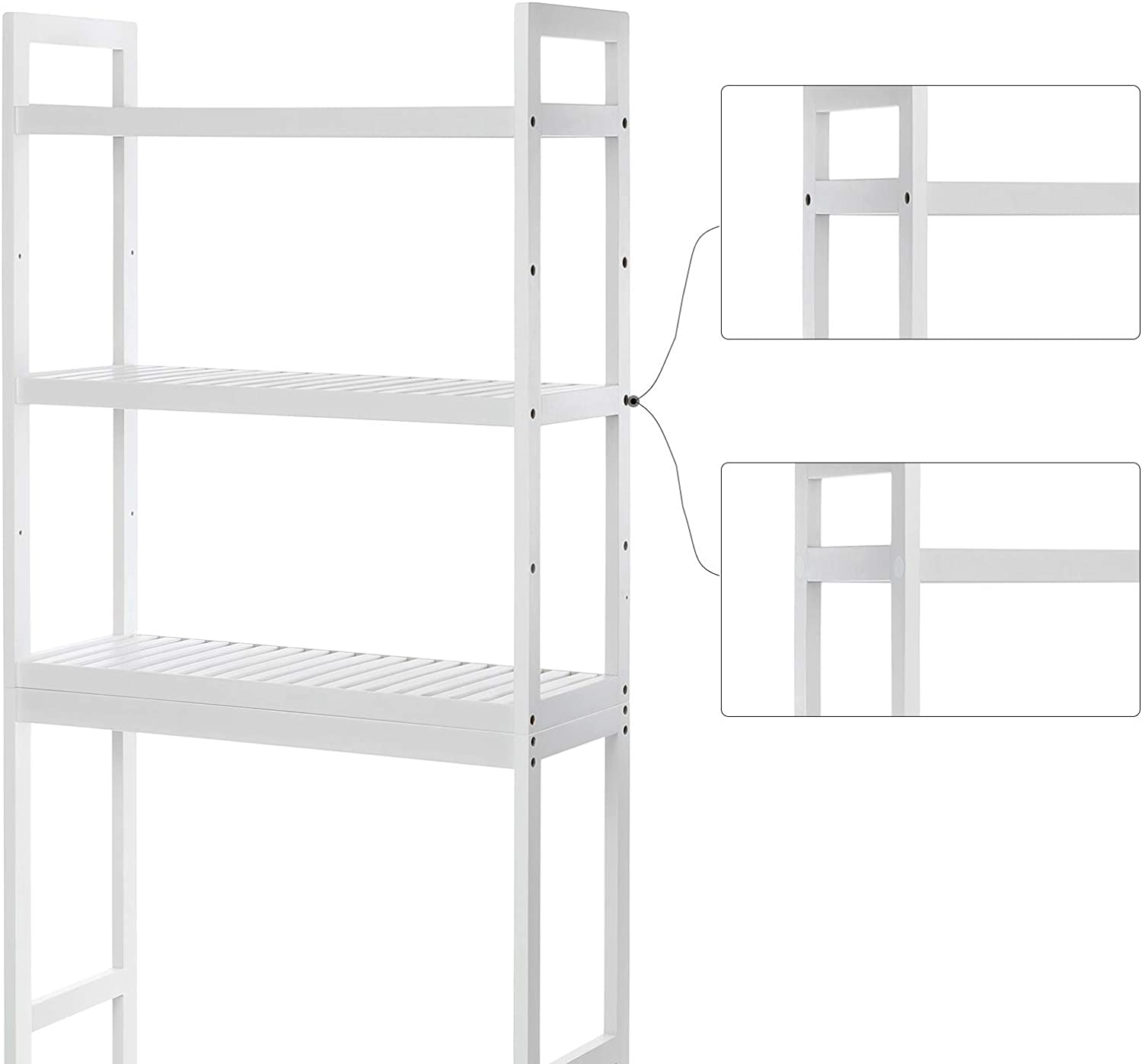 Mensola da bagno VALORA - Stile scandinavo in bambù bianco BTS01WT