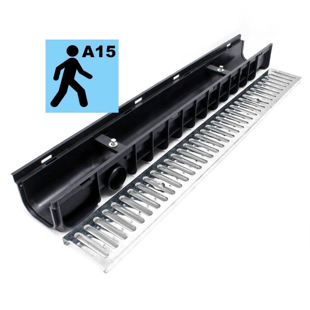 Canale di scolo 2x1m con griglia per scarico acqua 1,5t Canaletta di drenaggio