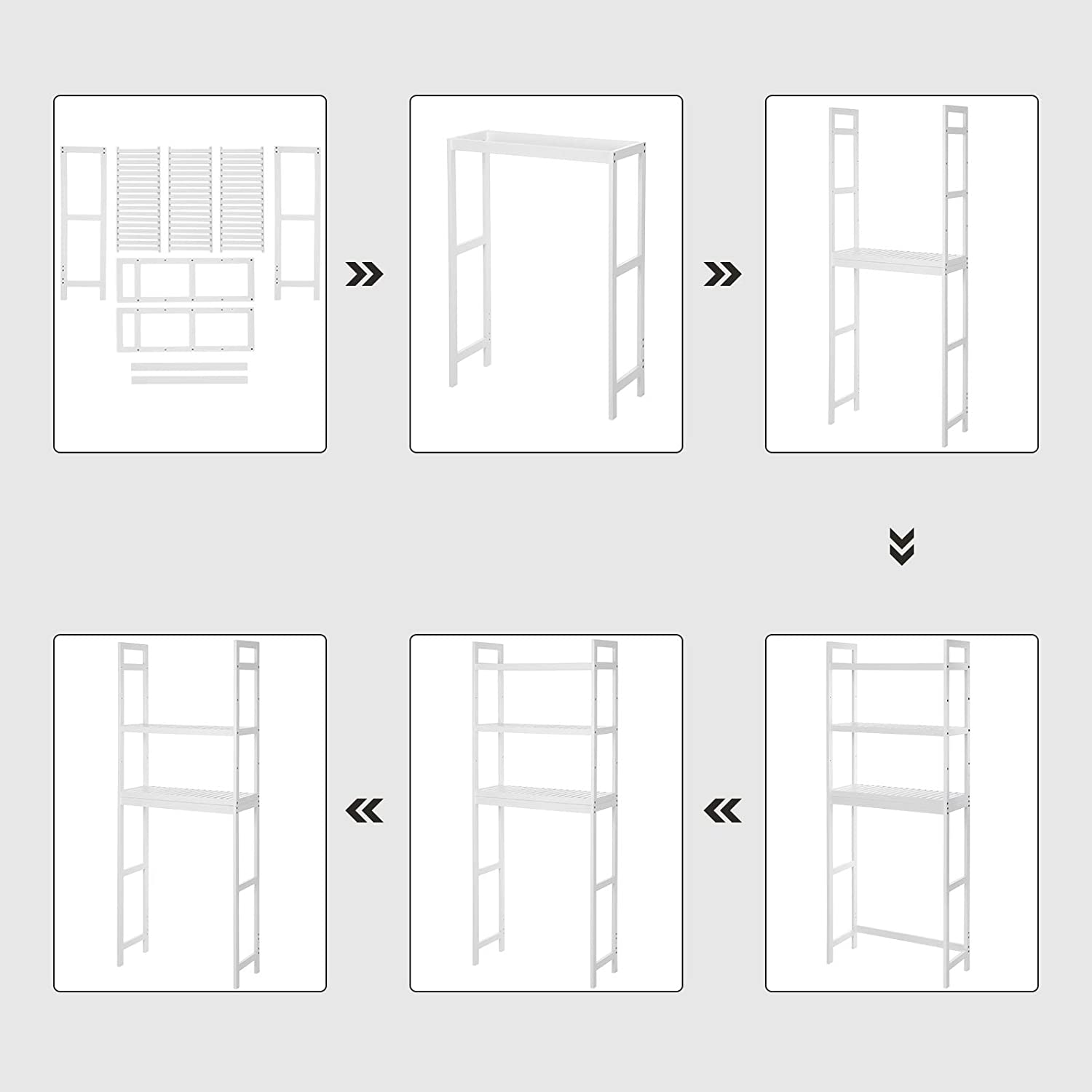 Mensola da bagno VALORA - Stile scandinavo in bambù bianco BTS01WT