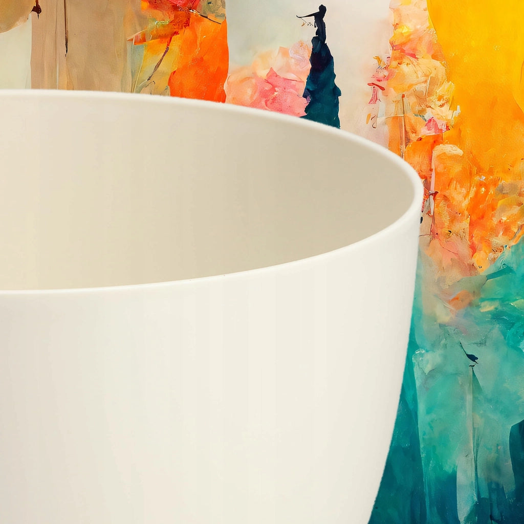 Vaso da fiori KADAX, fioriera, coperchio, gambe, inserto, supporto per fiori, 47 cm, bianco, ciotola rotonda