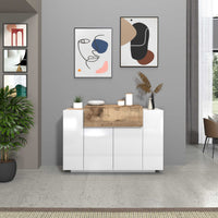 WHOUS Scarpiera Ingresso Bianca/Acero 120x45x85 cm con 2 ante, 1 ribalta e 9 scomparti, Made in Italy