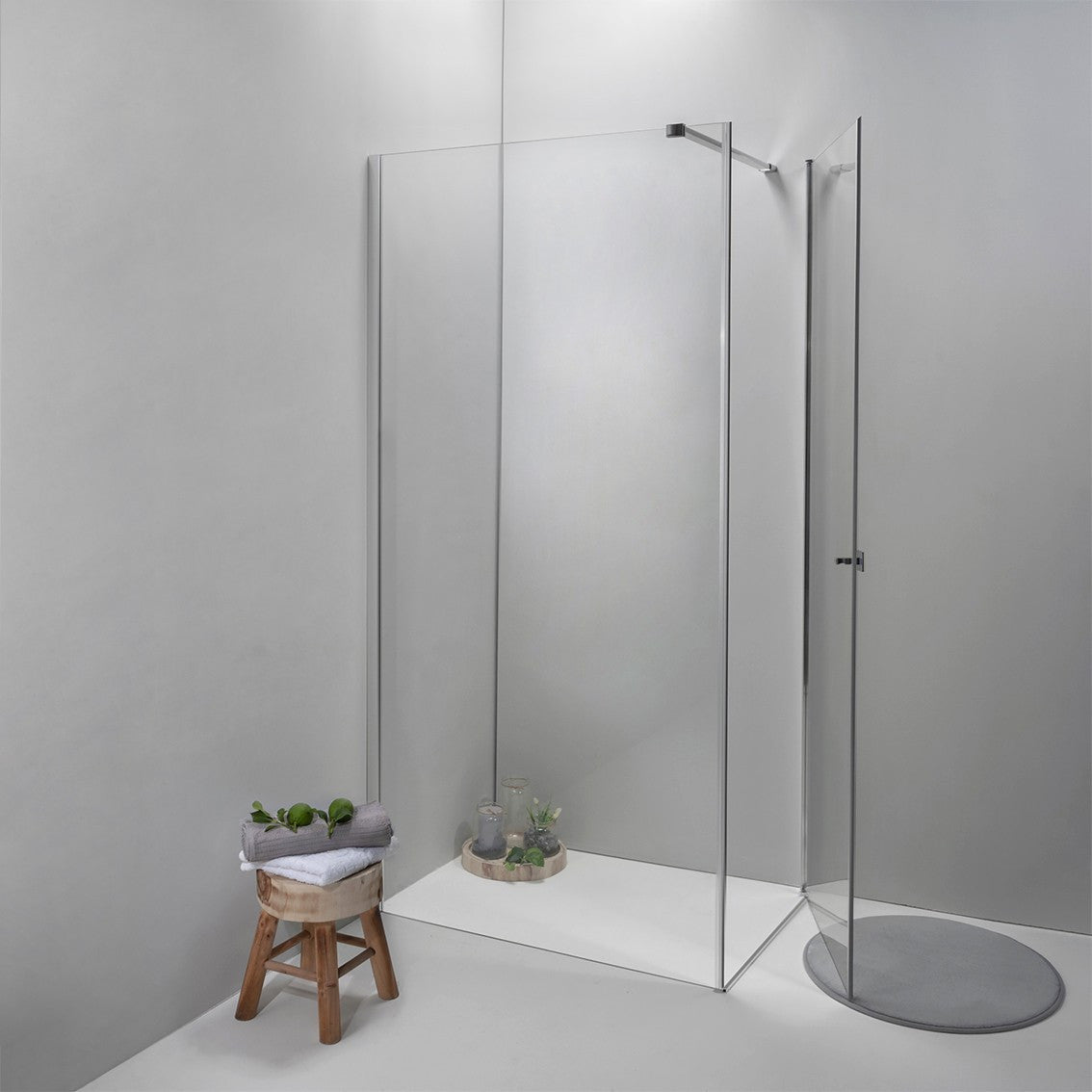 Cabina Box Doccia 100x80 Cm Porta Battente con Lato Fisso Trasparente