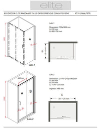 BOX DOCCIA ELITE ANGOLARE 70x120 CM SCORREVOLE CON LATO FISSO TRASPARENTE