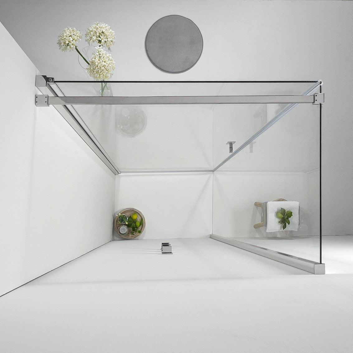 Cabina Box Doccia 70x80 Cm Porta Battente con Lato Fisso Trasparente