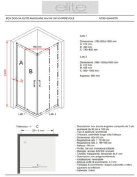 BOX DOCCIA ELITE ANGOLARE 80x100 CM SCORREVOLE OPACO