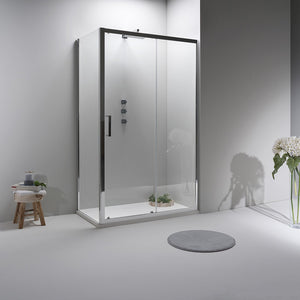 BOX DOCCIA ELITE ANGOLARE 80x140 CM SCORREVOLE CON LATO FISSO TRASPARENTE