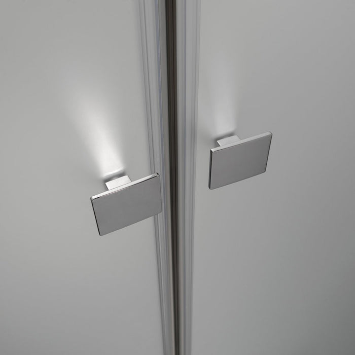 Box Doccia Angolare 80x80 Cm Apertura Saloon con Lato Fisso Opaco