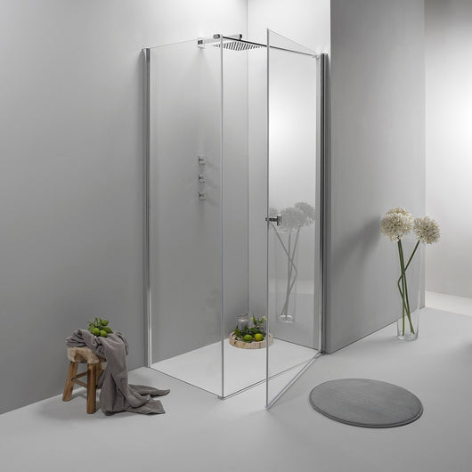 Cabina Box Doccia 80x80 Cm Porta Battente con Lato Fisso Trasparente