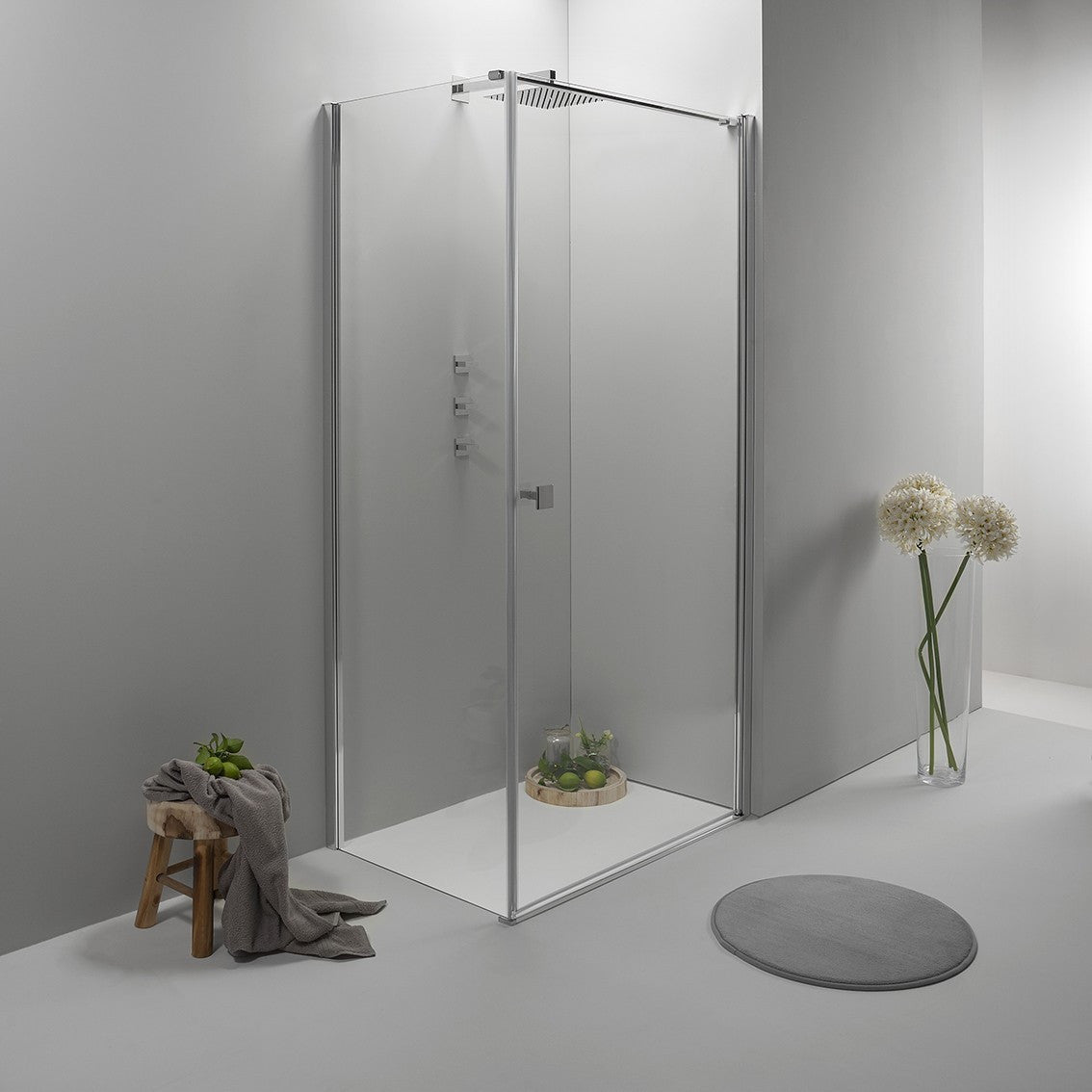 Cabina Box Doccia 80x80 Cm Porta Battente con Lato Fisso Trasparente