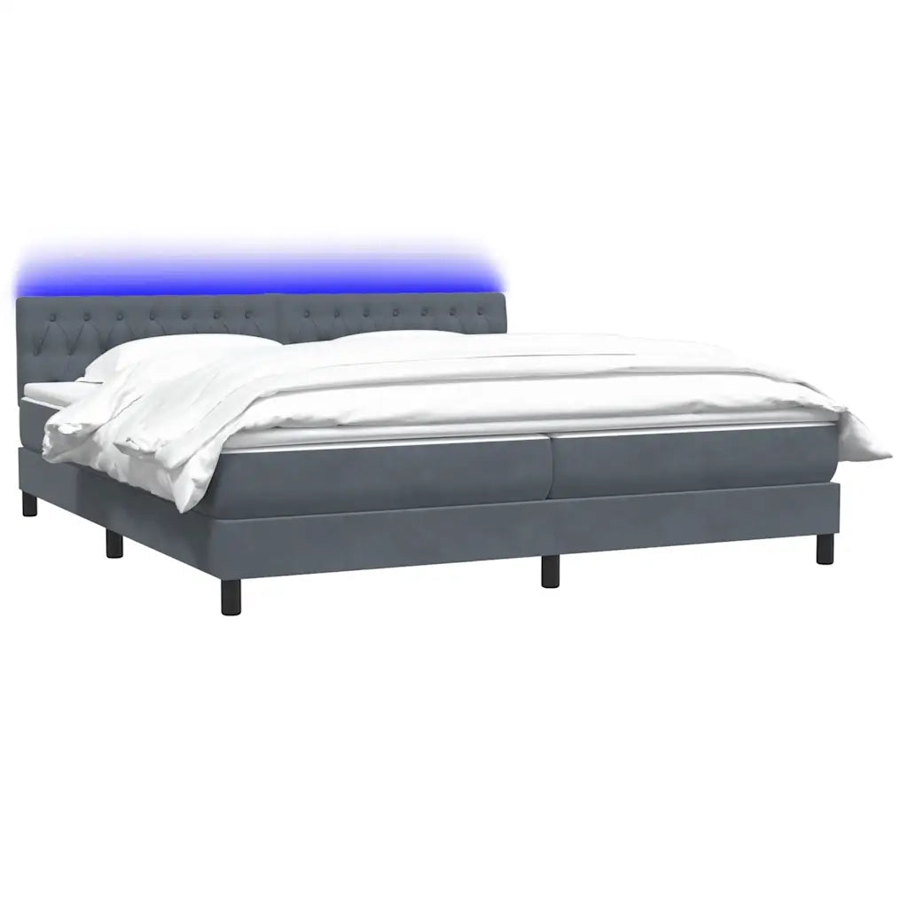 Letto a Molle con Materasso e LED Grigio Scuro 180x220 cm Velluto 3317230