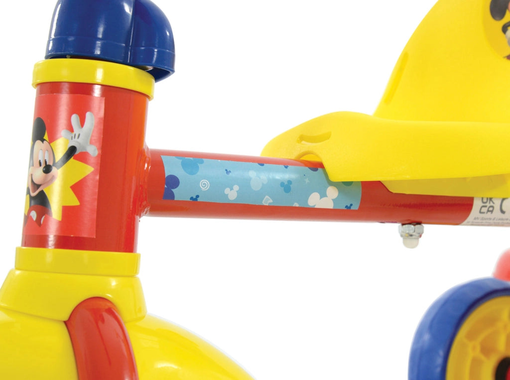Triciclo a Pedali Primi Passi per Bambini con Maniglione Genitoriale Rimovibile e Vano Contenitore Disney Mickey Mouse