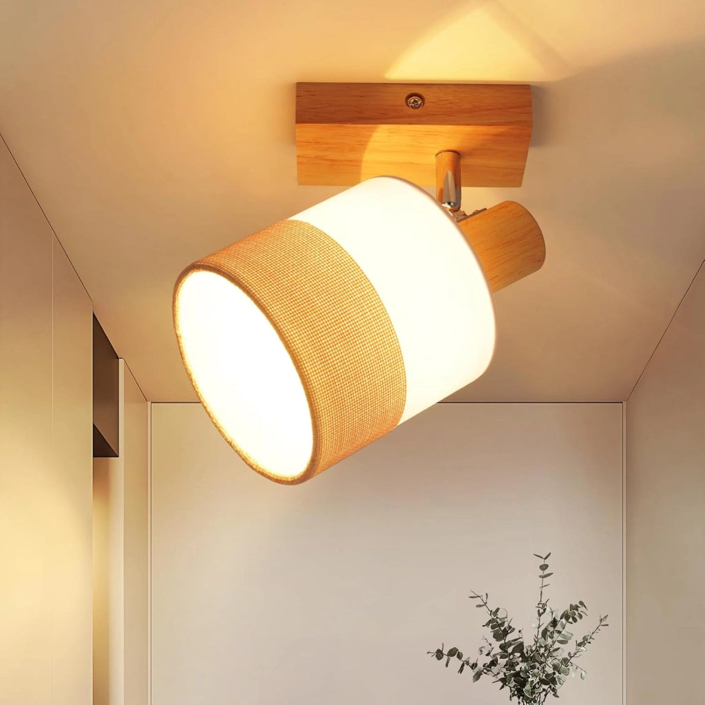 ZMH Faretto da soffitto vintage 1 fiamma legno orientabile 350° E14 max 40W senza lampadina