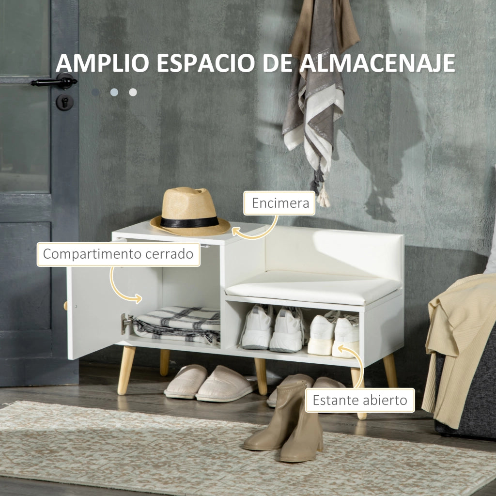 Scarpiera con panca e seduta ¨C zephmum ¨C bianco 80x33x49 cm