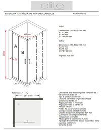 BOX DOCCIA ELITE ANGOLARE 80x80 CM SCORREVOLE TRASPARENTE