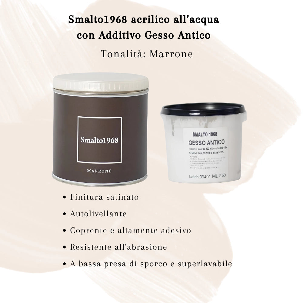 Smalto1968 base acqua gesso antico shabby chic finitura opaca multicolore l 0.5 *** colore- marrone, confezione 1