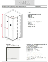 BOX DOCCIA ELITE ANGOLARE 90x120 CM SCORREVOLE TRASPARENTE