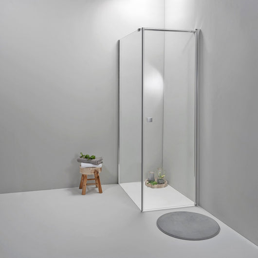 Cabina Box Doccia 90x80 Cm Porta Battente con Lato Fisso Trasparente