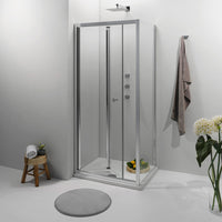 Box Doccia a Libro 80x100 cm Pieghevole in Cristallo Trasparente
