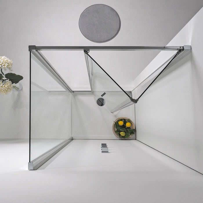 Box Doccia a Libro 80x100 cm Pieghevole in Cristallo Trasparente