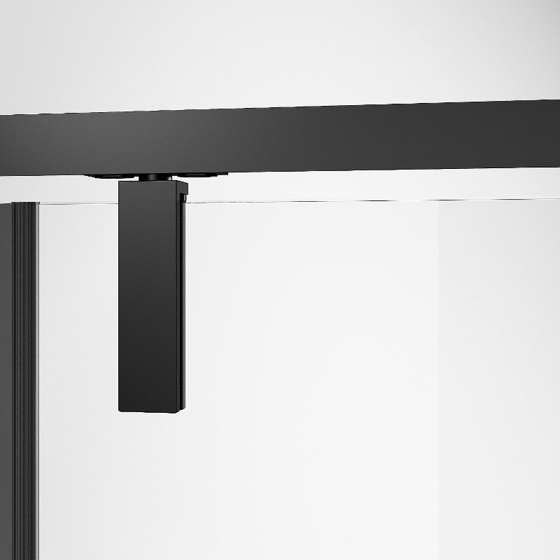 Box Doccia 80x100 Cm Angolare Nero Slim Parete Fissa e Porta Bat