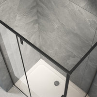 Cabina Box Doccia Angolare Nero Opaco 70x90 Cm Parete Fissa e Po