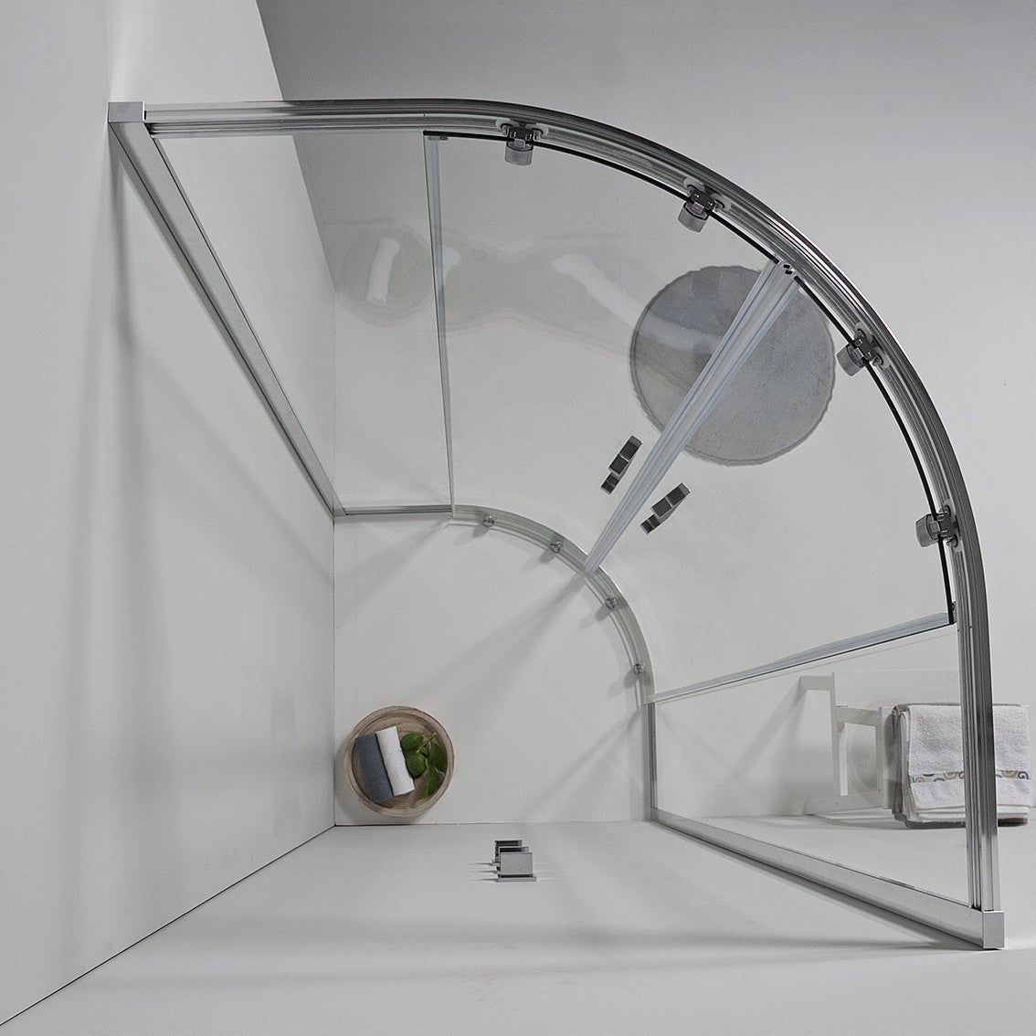 BOX DOCCIA ELITE SEMICIRCOLARE 80x80 CM SCORREVOLE TRASPARENTE