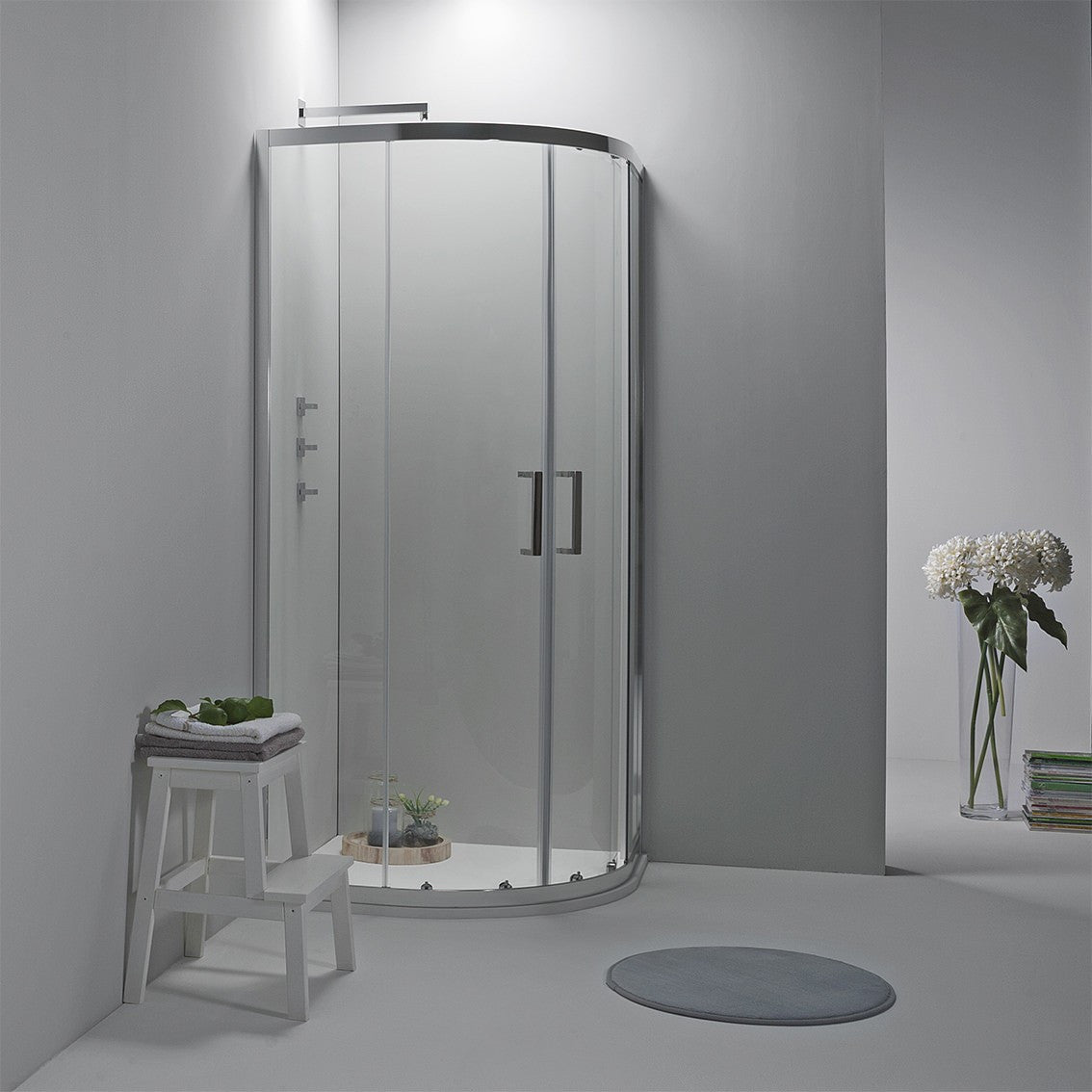 BOX DOCCIA ELITE SEMICIRCOLARE 90x90 CM SCORREVOLE TRASPARENTE