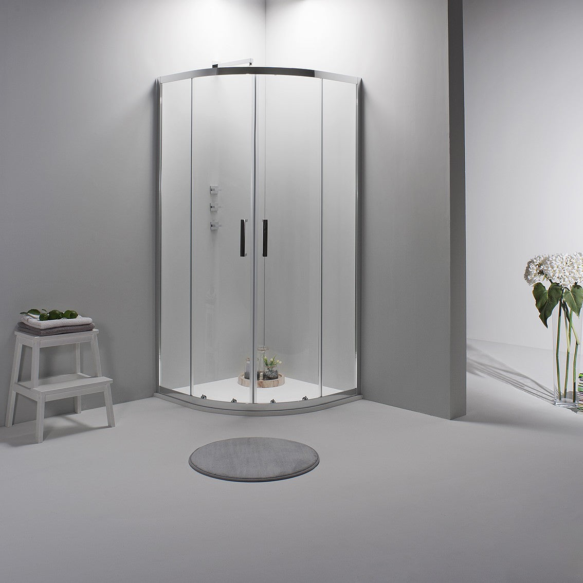 BOX DOCCIA ELITE SEMICIRCOLARE 90x90 CM SCORREVOLE TRASPARENTE