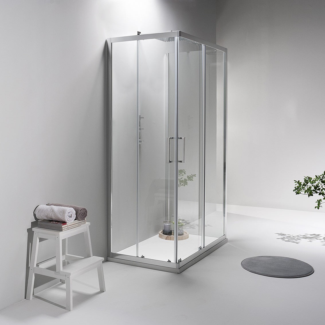 Box Doccia Elite Tre Lati 80x80x80 Cm Scorrevole Trasparente