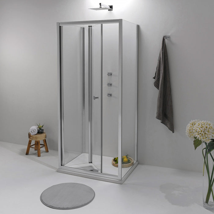 Box Doccia 80x100x80 cm Apertura Frontale a Libro Cristallo Trasparente