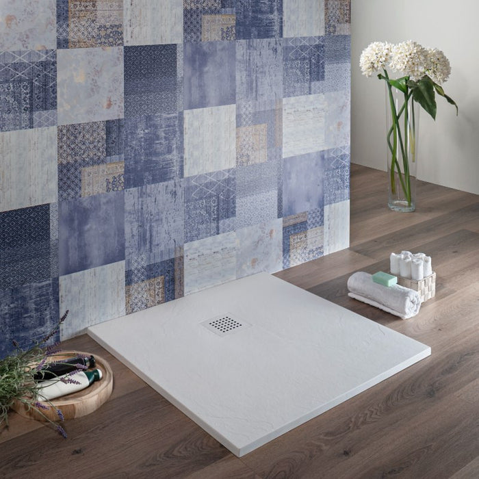 Piatto Doccia  80x80 cm Marmoresina Quadrato Bianco Effetto Piet
