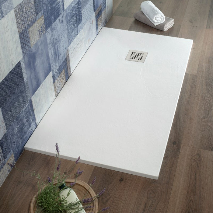 Piatto Doccia 70x80 cm Bianco in Resina effetto Pietra sopra o F