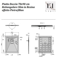 Piatto Doccia Antiscivolo 70x90 cm in Marmoresina  Effetto Pietr
