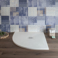Piatto Doccia Semicircolare 80x80 in Resina effetto Pietra Bianc