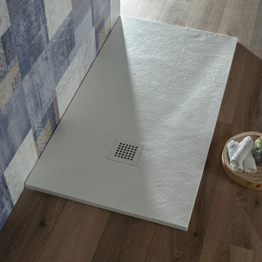 Piatto Doccia 80x90 cm Rettangolare Bianco Slim in Resina effett