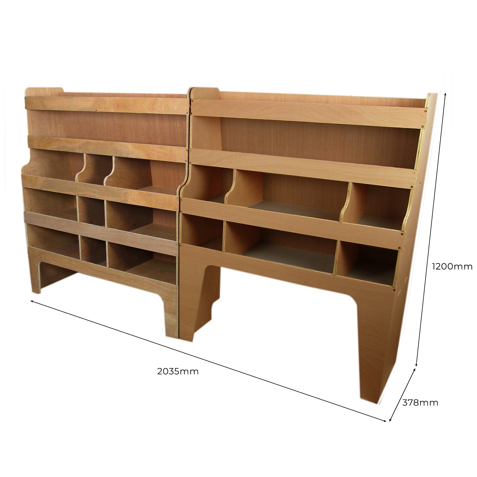 2 Scaffali per Furgone Ford Transit Custom SWB & LWB in Compensato con 12 Staffe