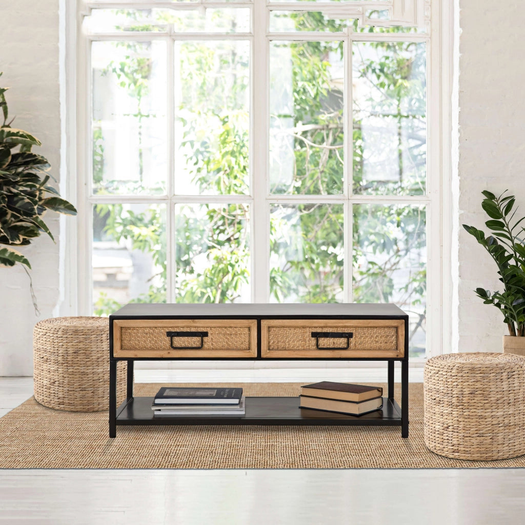 Boquete, Mobile Porta tv 2 Cassetti, 95x38x38h cm Marrone Rovere