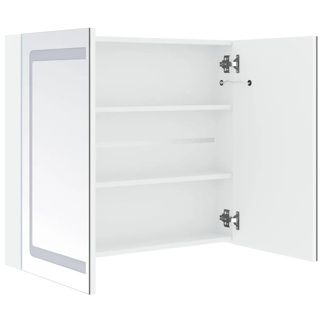 Armadietto Bagno con Specchio e LED 80x12,2x68 cm 285123