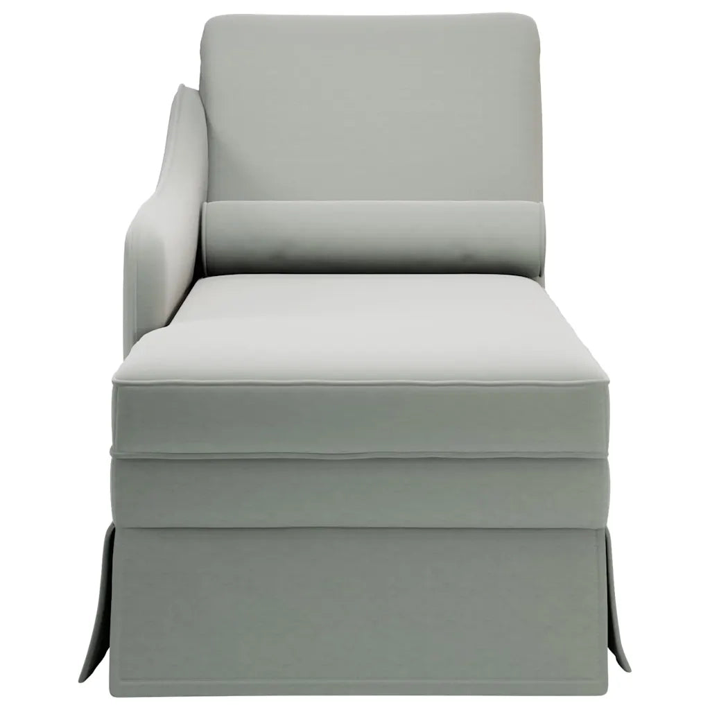 Sdraio con Capezzale e Bracciolo Destro Velluto Grigio Chiaro 4009782