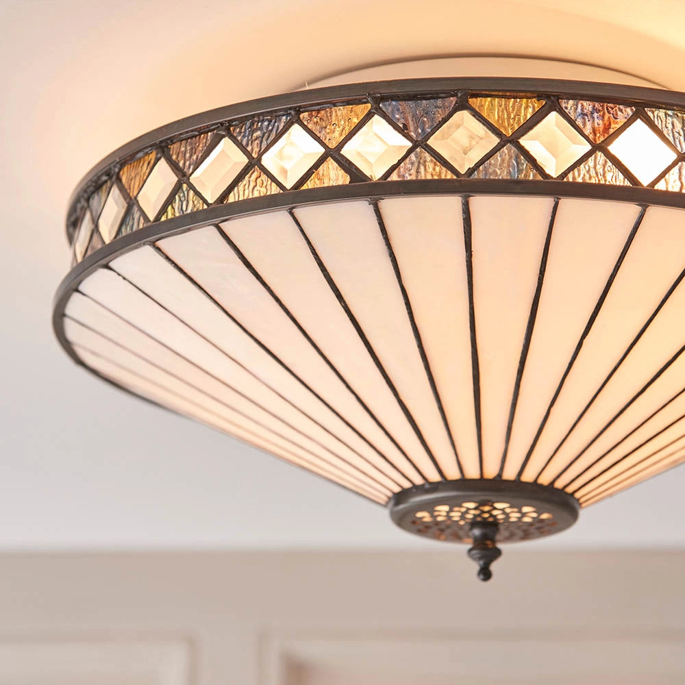 Plafoniera Tiffany FARGO vetrata rotonda 2xE27 60W