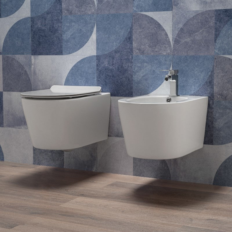 Coppia Sanitari Sospesi Rimless senza Brida con Sedile Softclose