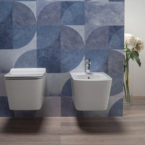 Sanitari Squadrati Sospesi Rimless a Risparmio Idrico con sedile