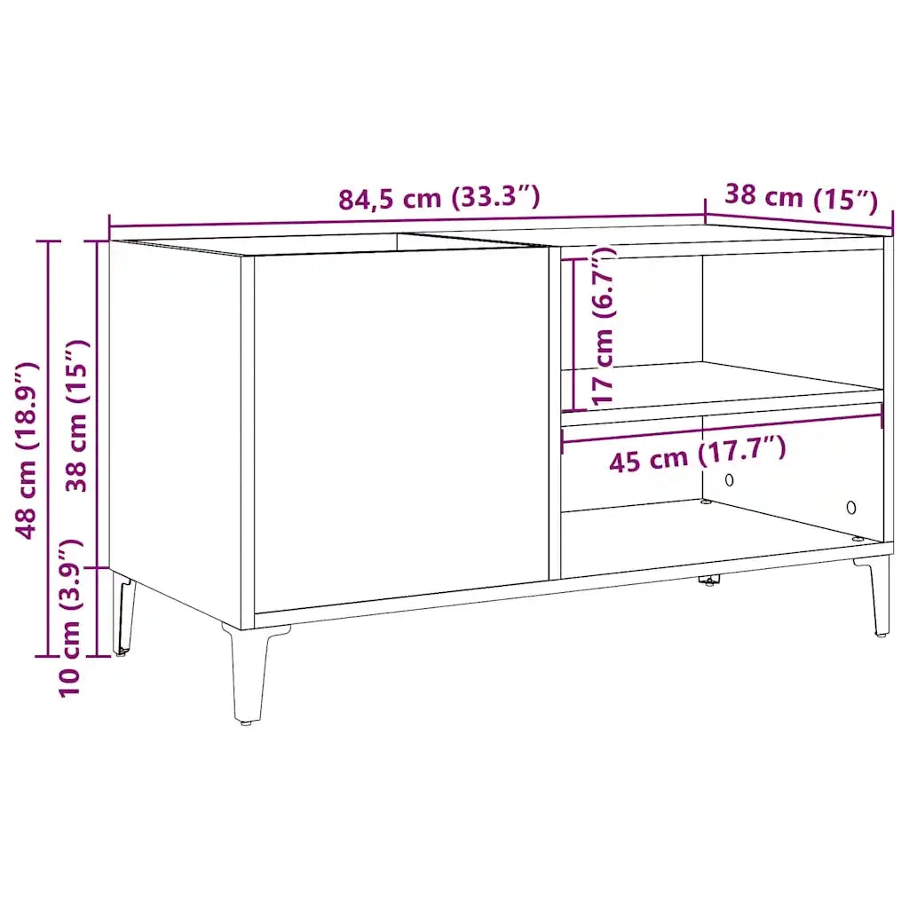 Mobile Porta Dischi Legno Antico 84,5x38x48cm Legno Multistrato CFW7571325