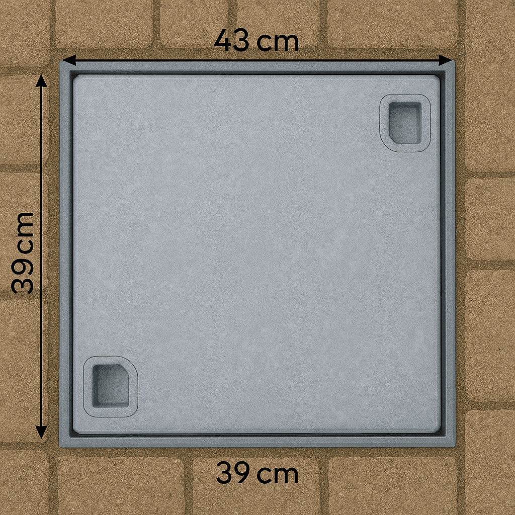 Chiusino Portapavimento Zincato 43x43 cm con Telaio – Luce 39x39 cm – Lemag srl