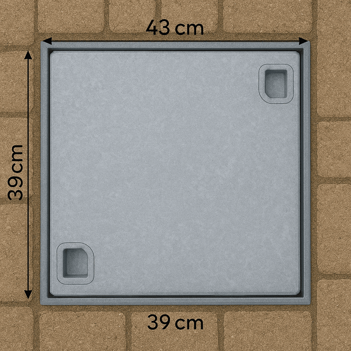 Chiusino Portapavimento Zincato 43x43 cm con Telaio – Luce 39x39 cm – Lemag srl