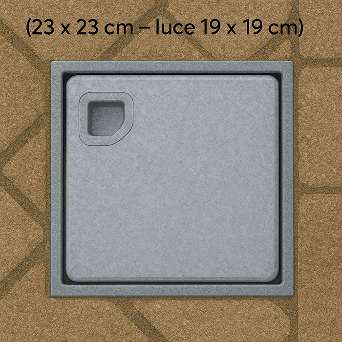 Chiusino Portapavimento Zincato 23x23 cm con Telaio – Luce 19x19 cm – Lemag srl