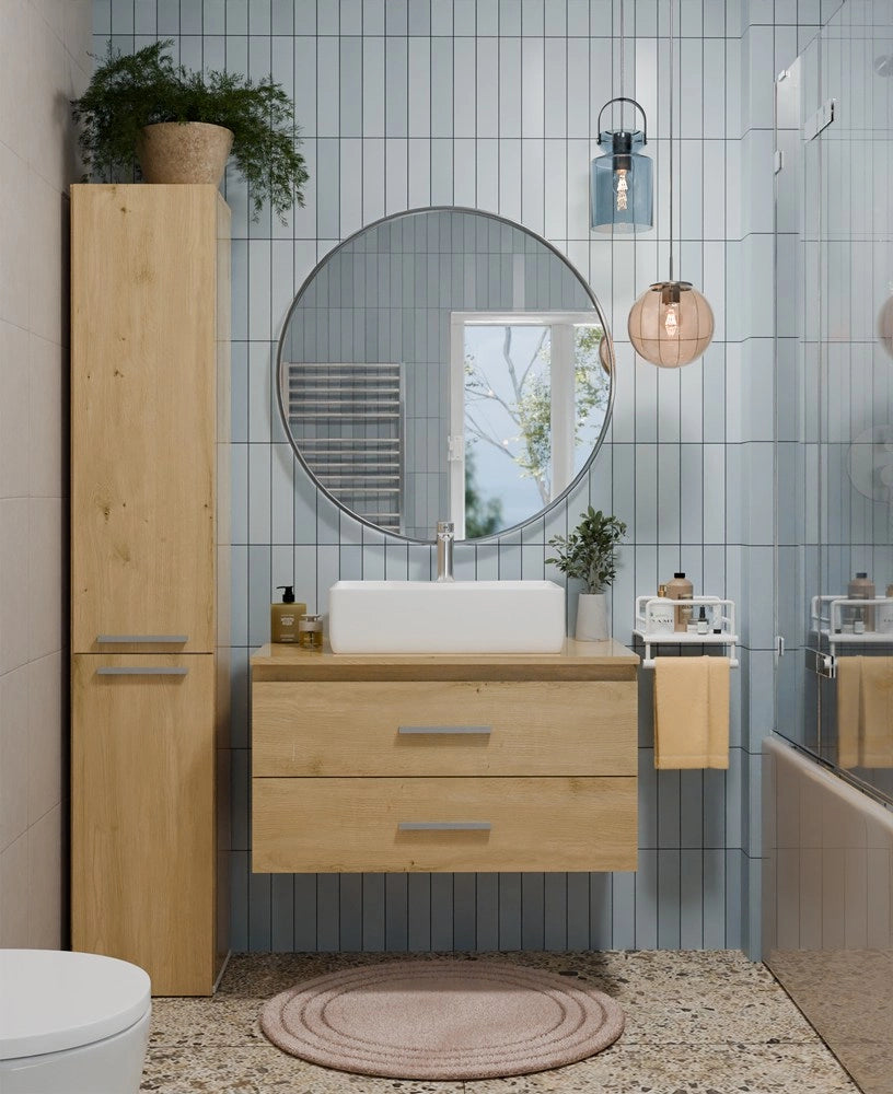 Mobile bagno con lavabo NEL 80 bagno rovere artisan sospeso 2 cassetti 80x50x58,5 cm