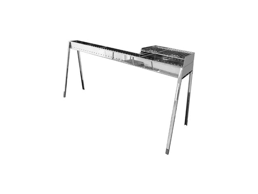 Barbecue a carbone per arrosticini Lisa Milano Grill 80+40 in acciaio inox - Con kit paratia + griglia